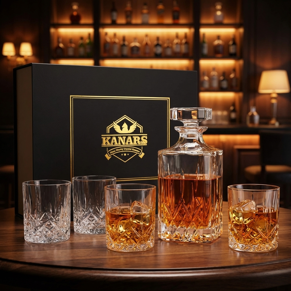 Luxury Whiskey Decanter and Glass Set by KANARS - Elevate Your Ritual